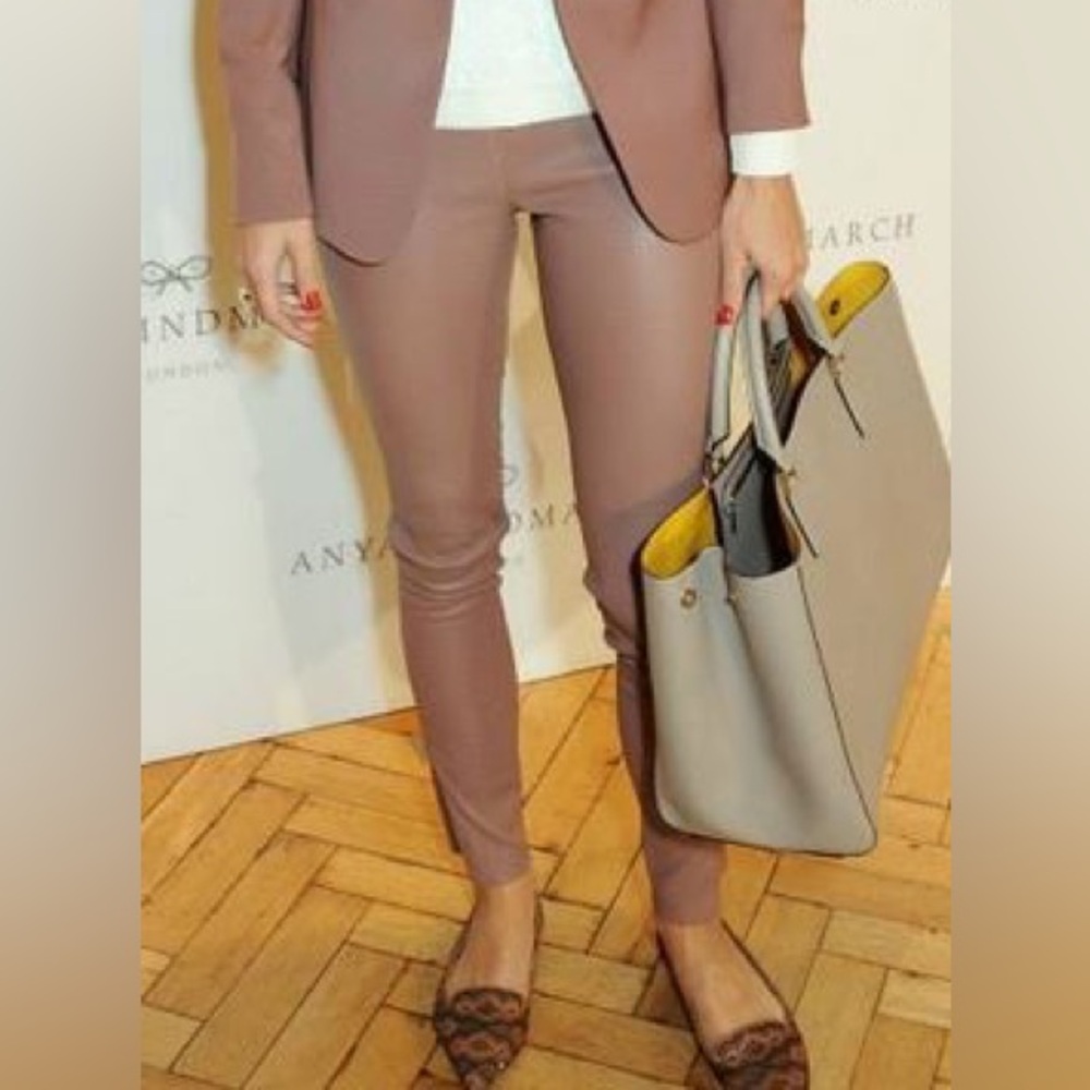 Reiss Carrie leather skinny pants in brown
